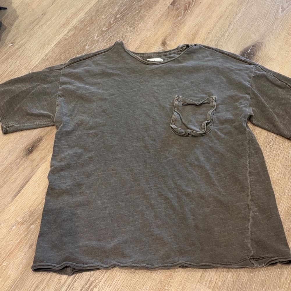 Zara Kids Boys Gray Acid Wash Pocket T-Shirt Size 9 134cm Short Sleeve Tee